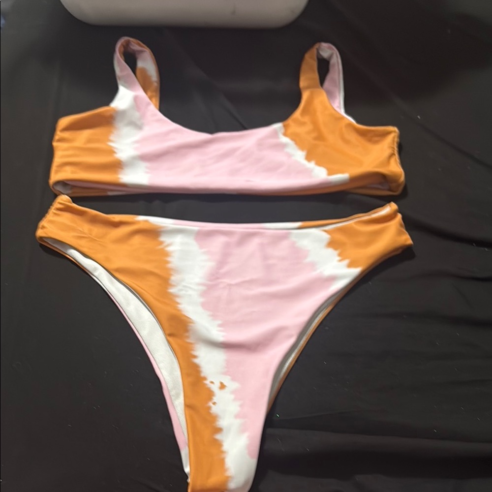 Trendy Pink and Orange Bikini Set